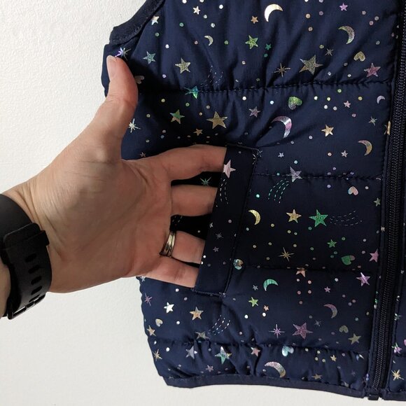 Mountain Warehouse - Navy Padded Gilet w/ Stars/Moon Print - Size 3-4 - Picture 3 of 6